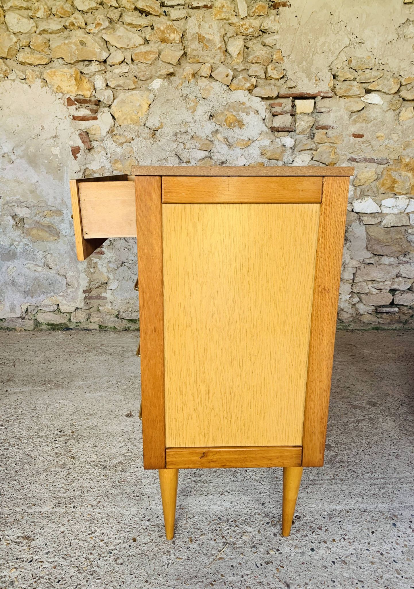 Commode vintage bicolor à 4 tiroirs, circa 70's