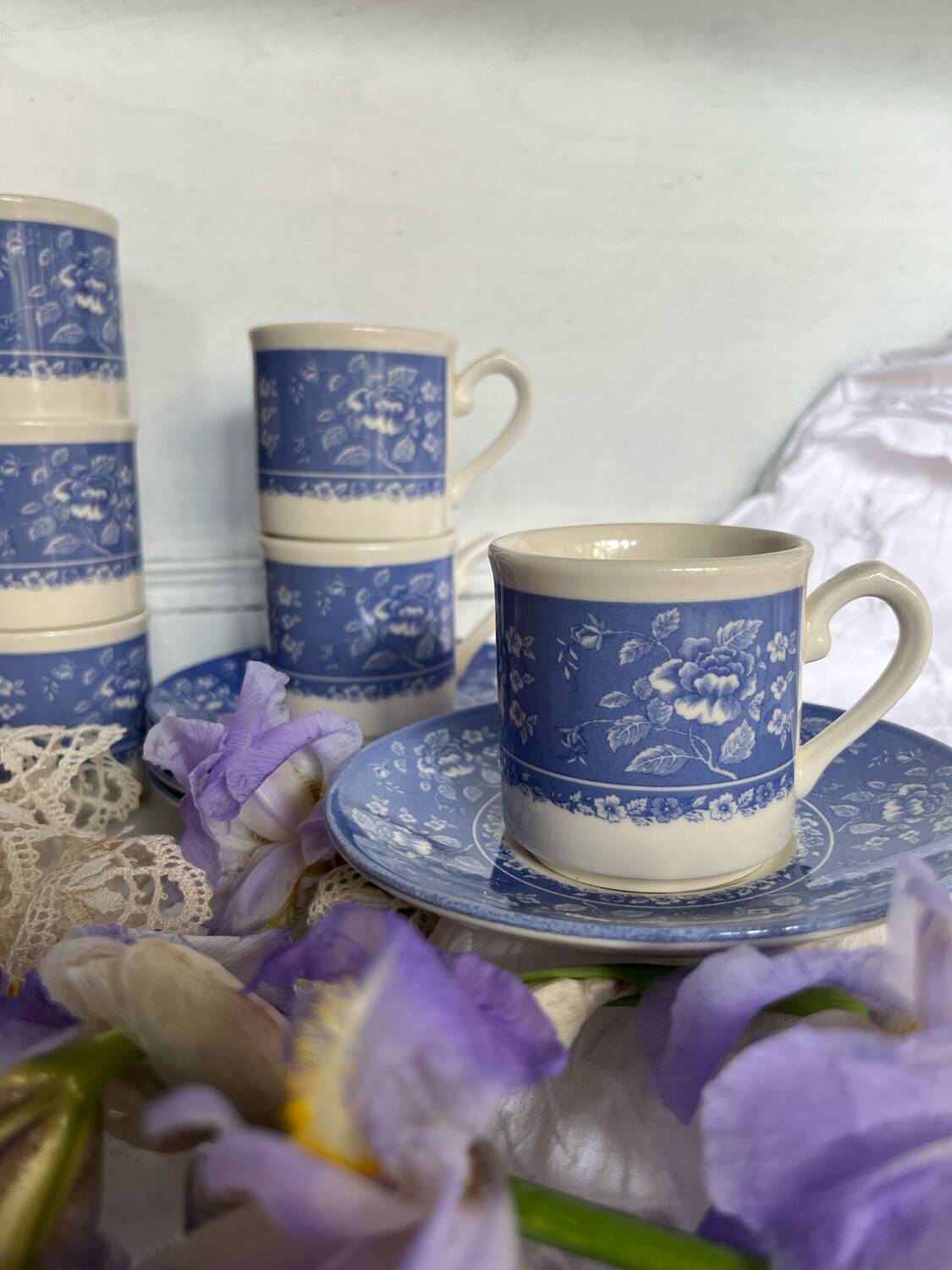 6 tasses à café en porcelaine anglaise