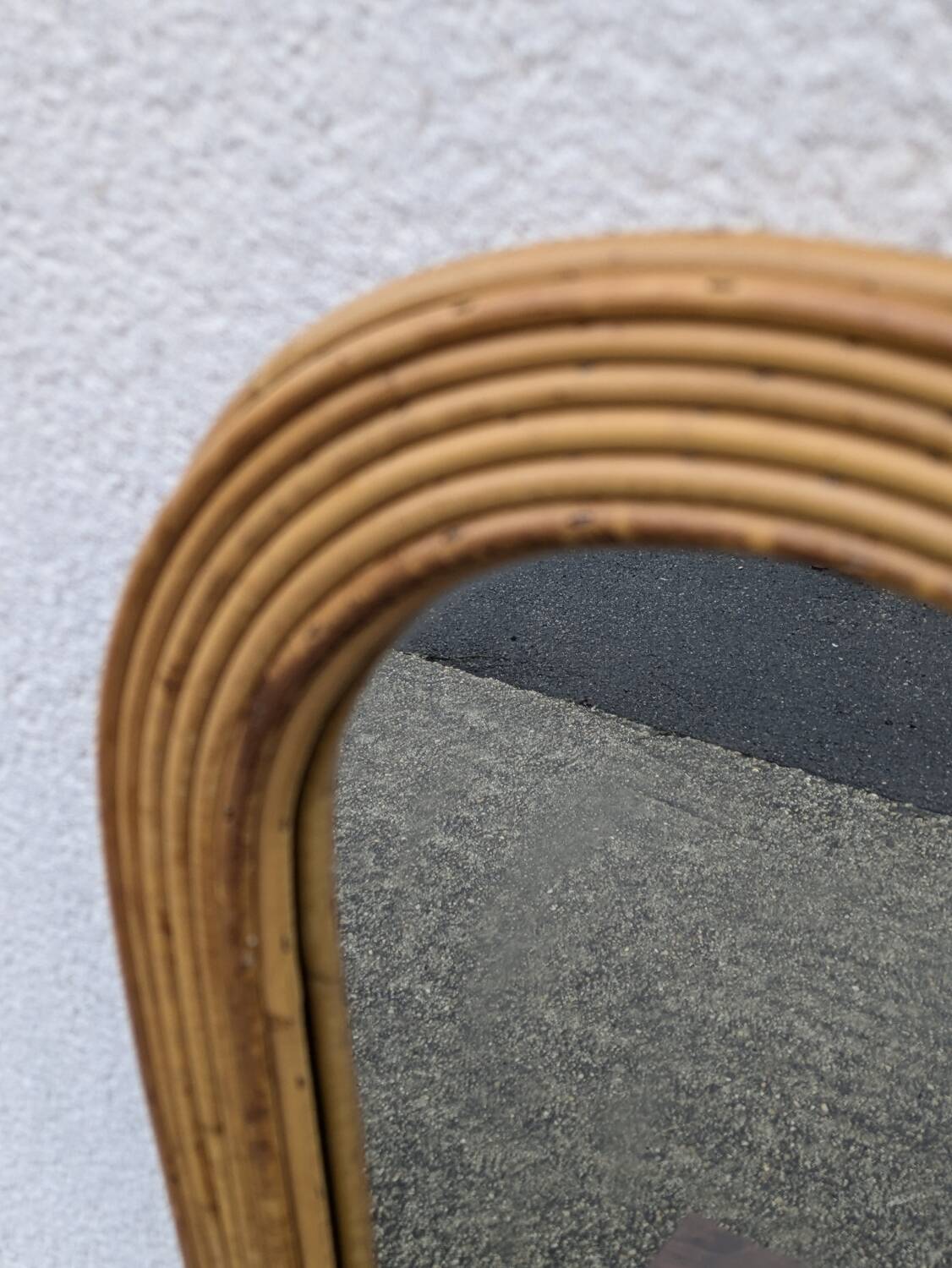 Vintage bamboo rattan mirror 1960 Italy