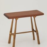Contemporary handcrafted stool / end table in solid oak and sipo wood