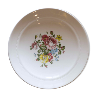 Flat faience of Lunéville China Keller & Guerin 1889 "Chaillot of Vercor" decoration in engraving enhanced drawing flowers