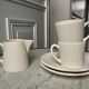 Duo of coffee cups and a Longchamp sugar bowl in 80s biscuit