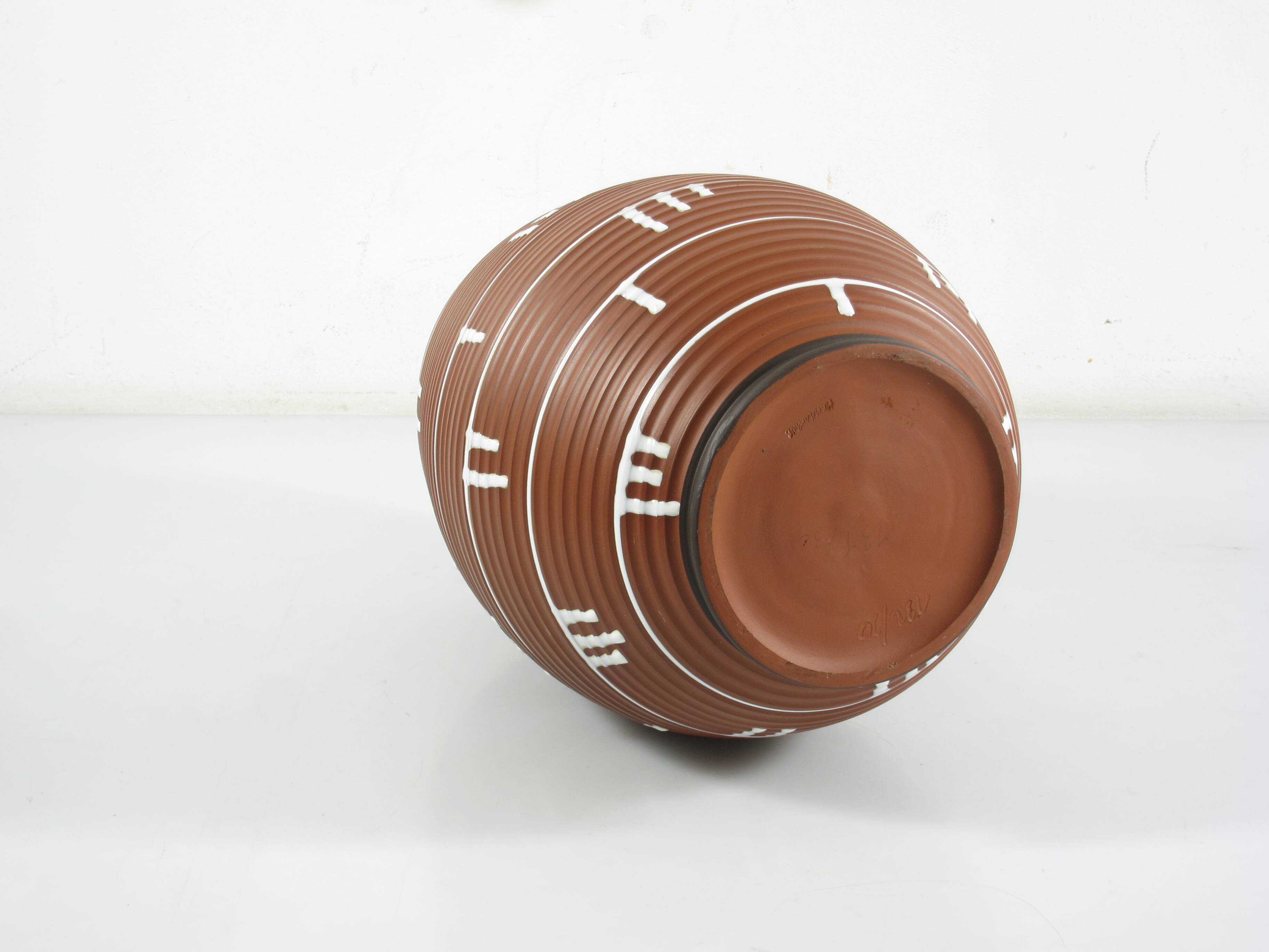 1950s Ceramic Vase with Brown & Black Drip Glaze