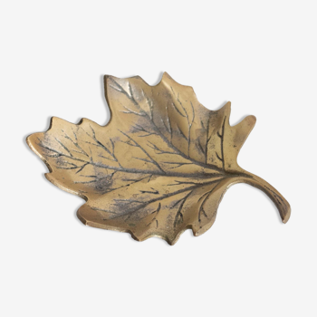 Trinket bowl vintage brass leaf