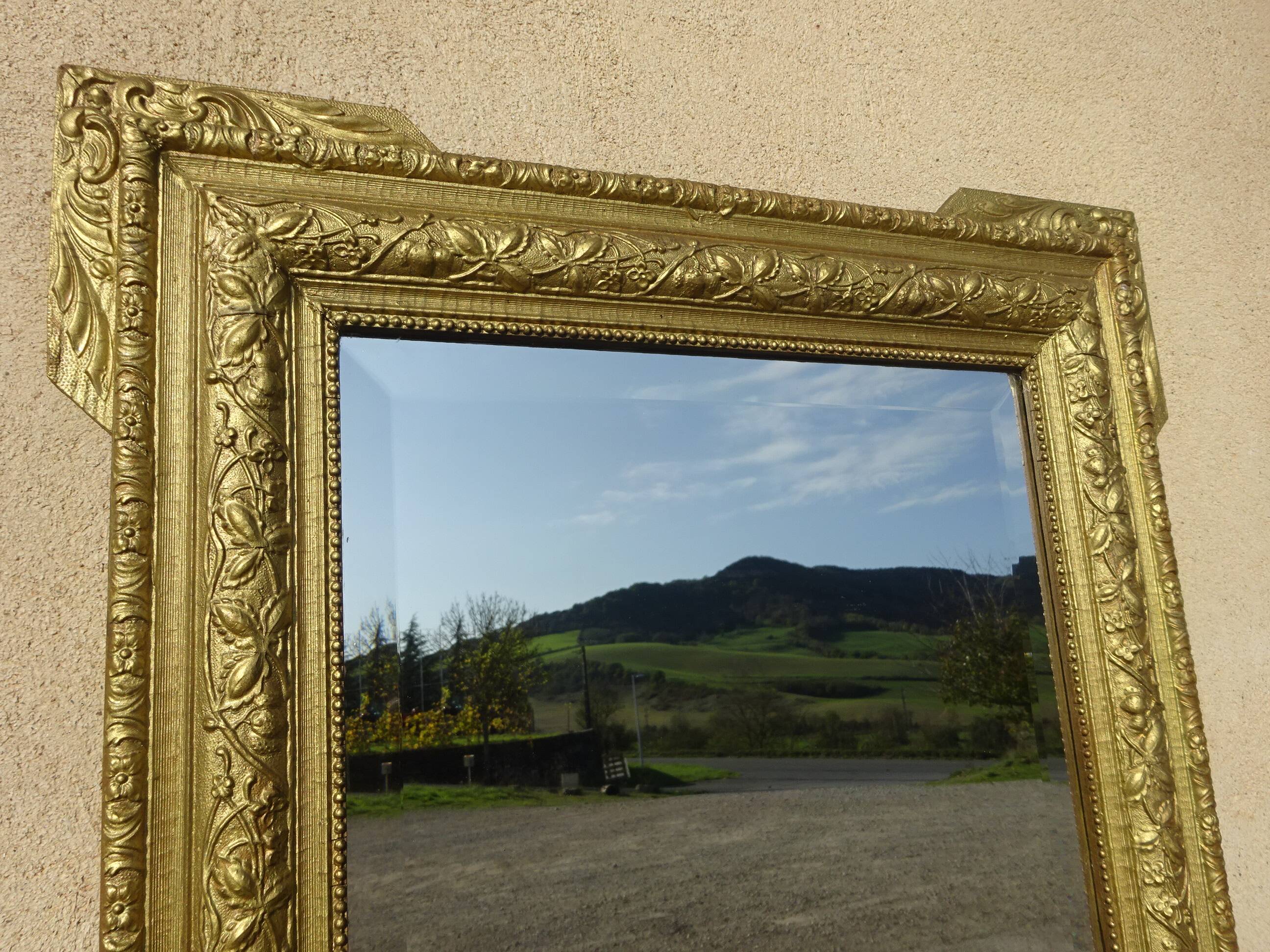 Antique wooden mirror with gilded stucco 65x83cm