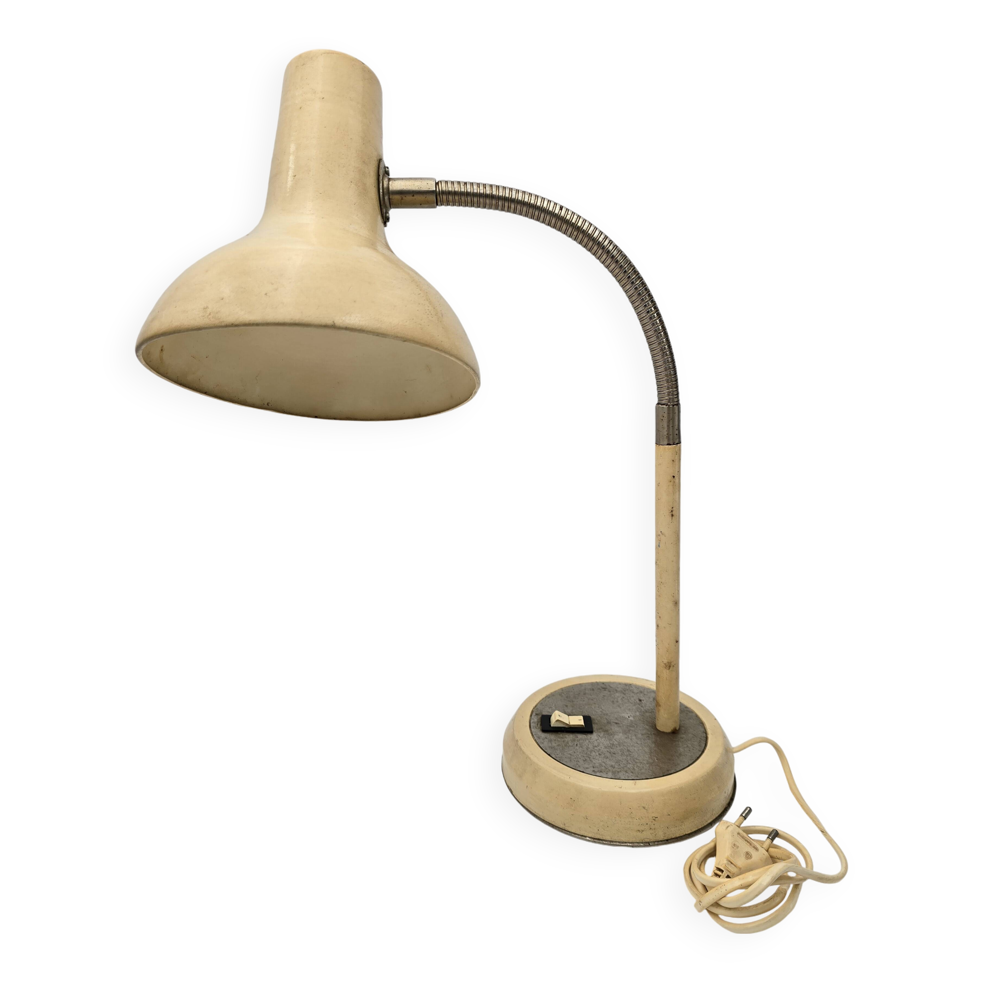 60's beige industrial gooseneck lamp