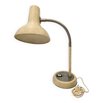 Lampe industrielle beige à col de cygne 60's