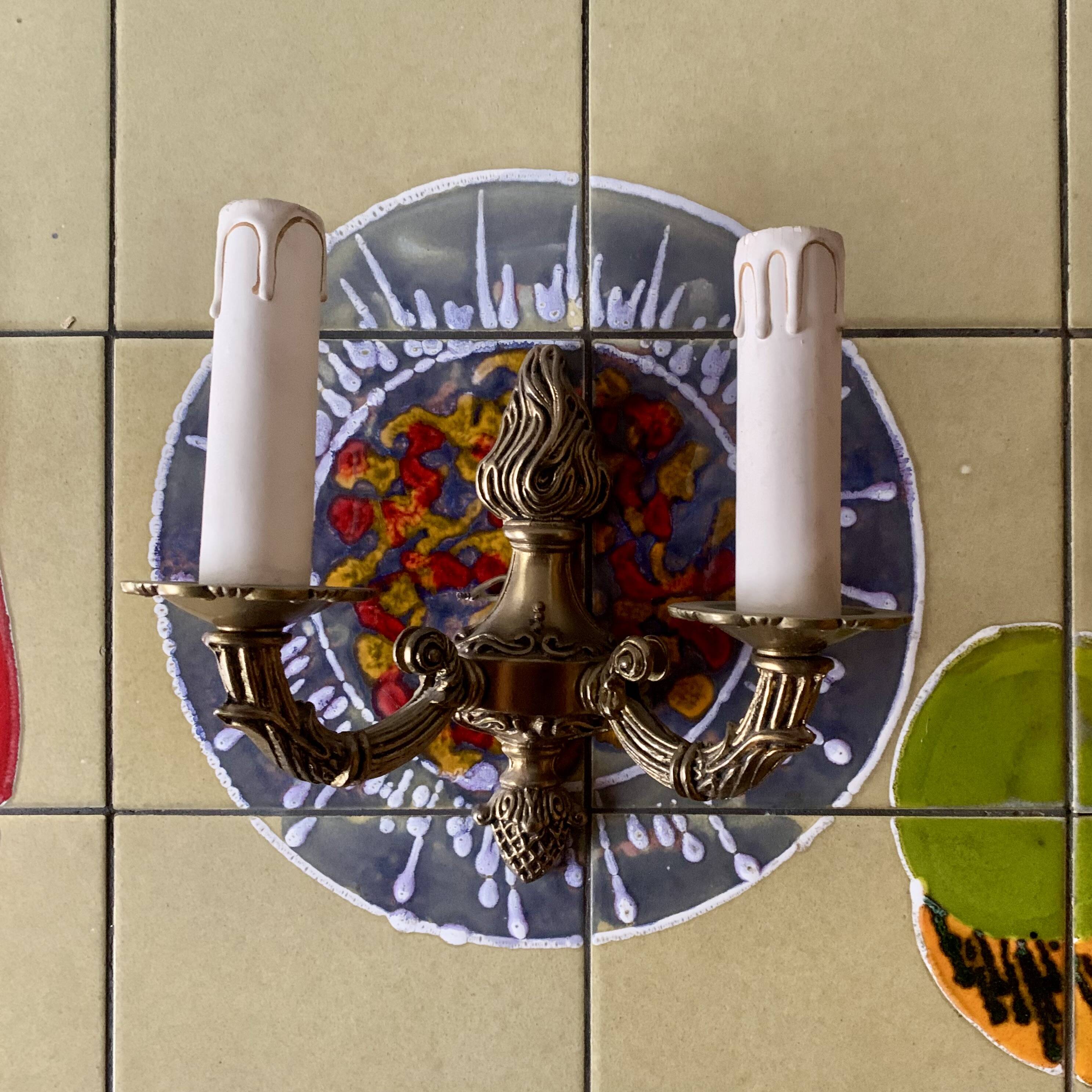 Pair of vintage brass wall sconces