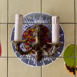 Paire d'appliques murales en laiton vintage