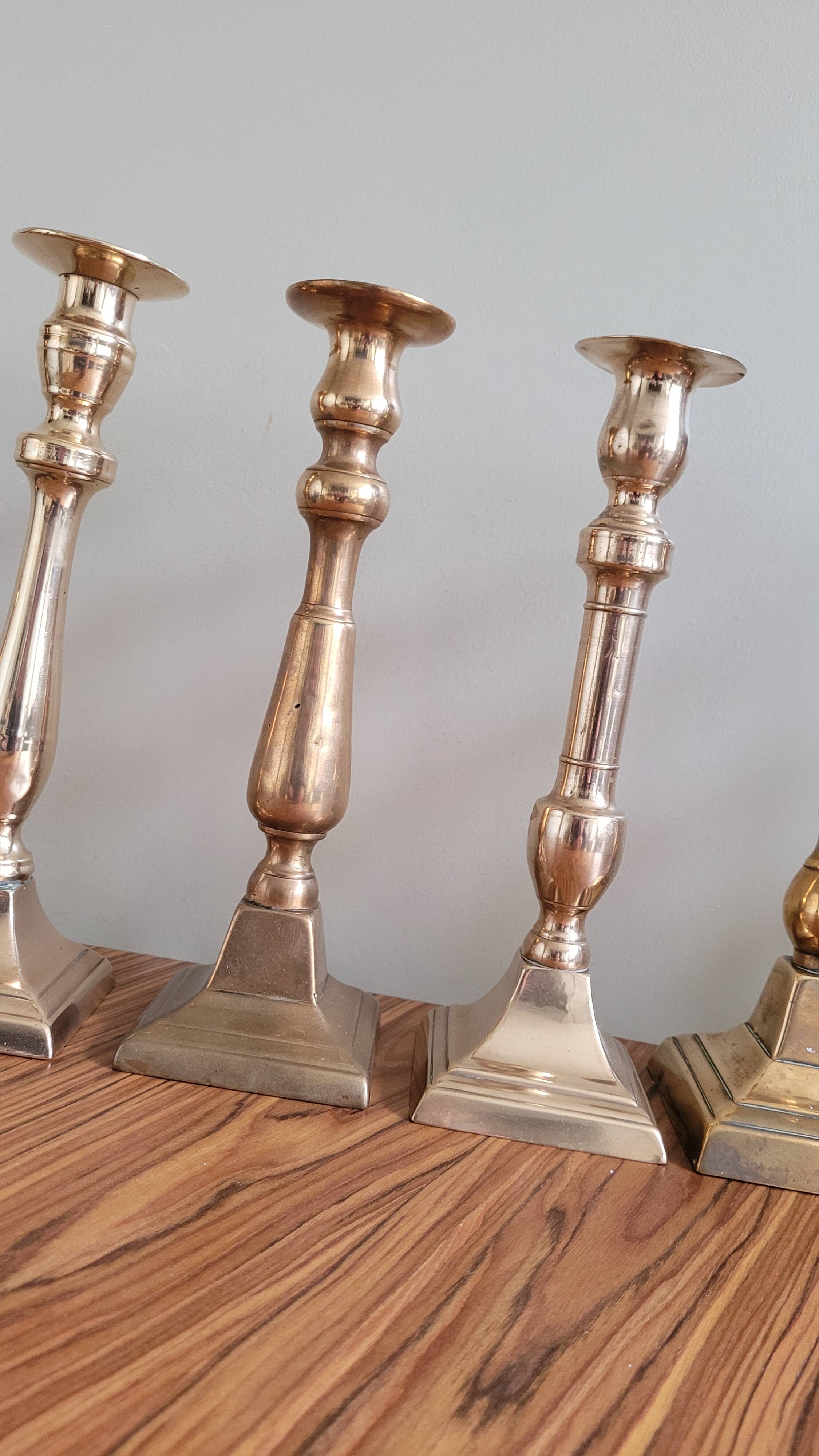 Set of 10 bronze-tinted brass candle holders 01 Pro