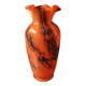 Base florale corolle. En verre d Art soufflé, style Murano Italie. Volutes de fumée noires. Haut 24 cm