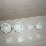 Set of 4 glass jars opal from italy white and green