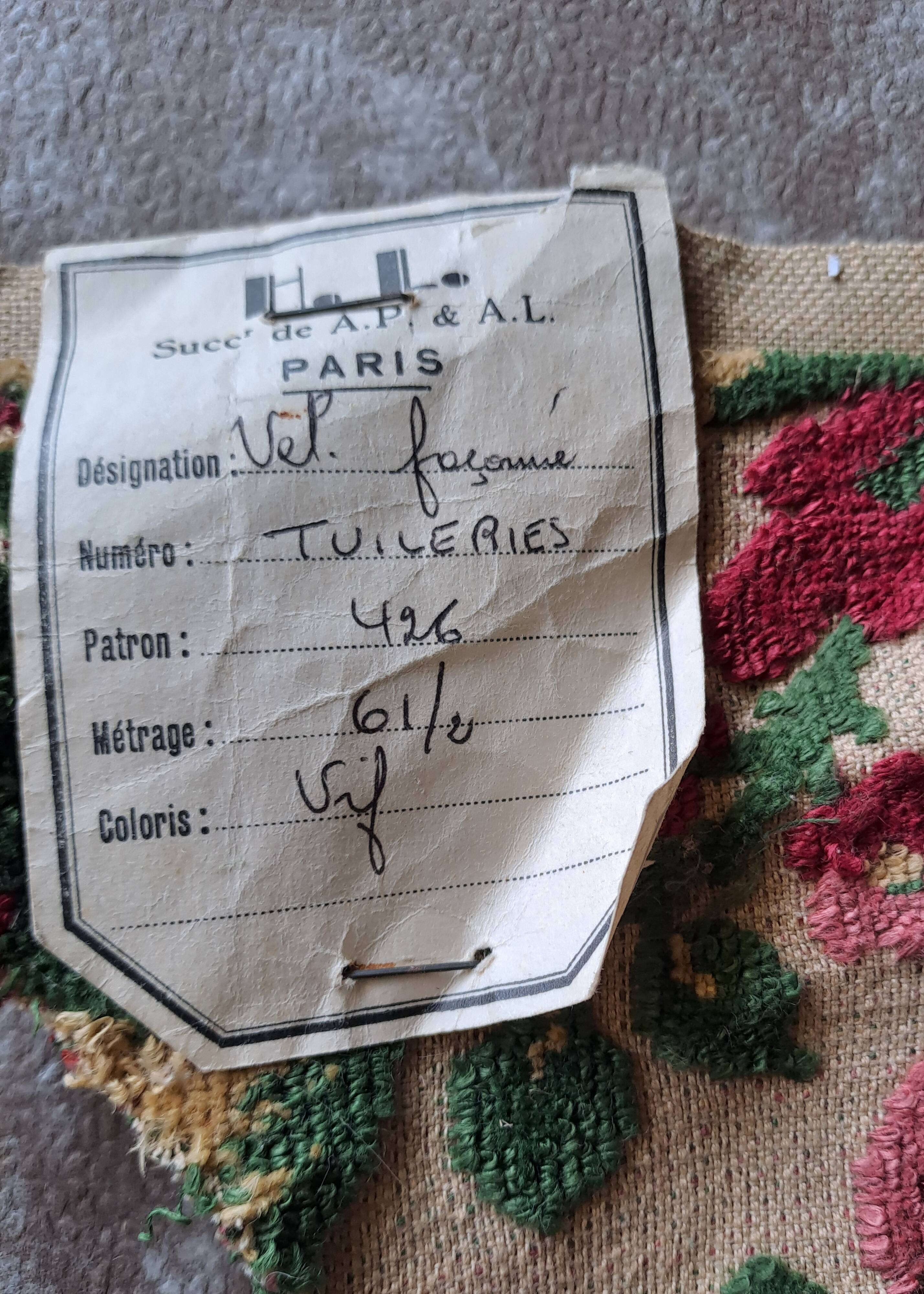 Empire style chair redone in velvet fabric, old floral pattern, 1900