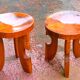 Pair of solid wood stools in African style