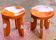 Pair of solid wood stools in African style