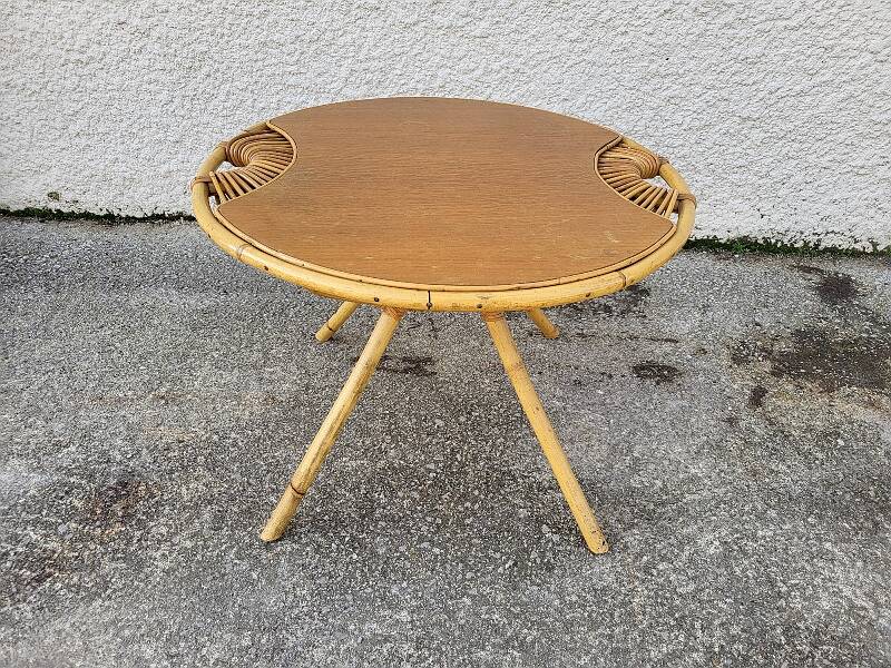 Round rattan coffee table 1960