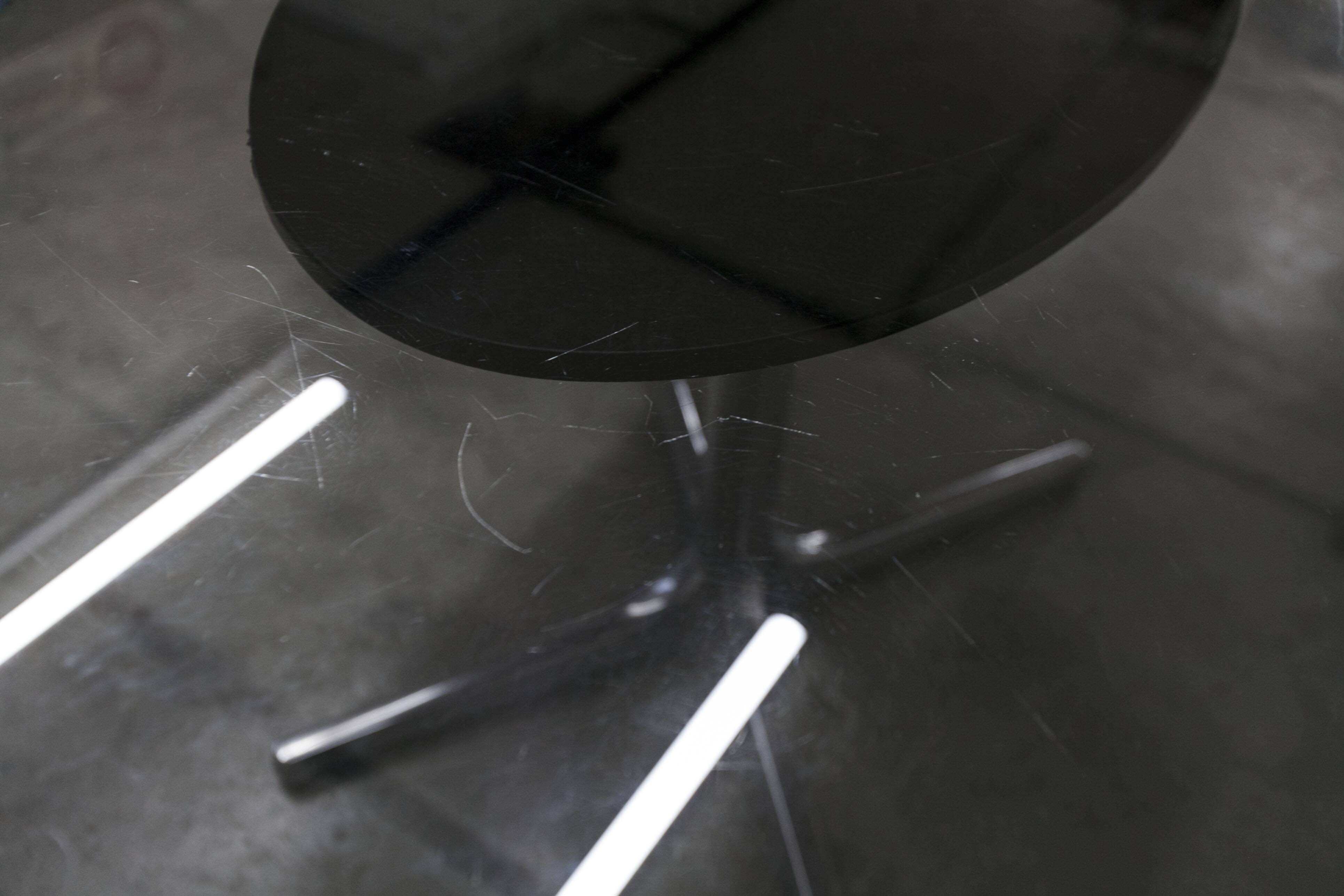 Roche Bobois oval table 1970 smoked glass chrome legs 152x117 cm