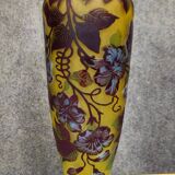 Multilayer glass vase etched with acid – Floral decoration in Art Nouveau style
