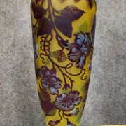 Multilayer glass vase etched with acid – Floral decoration in Art Nouveau style