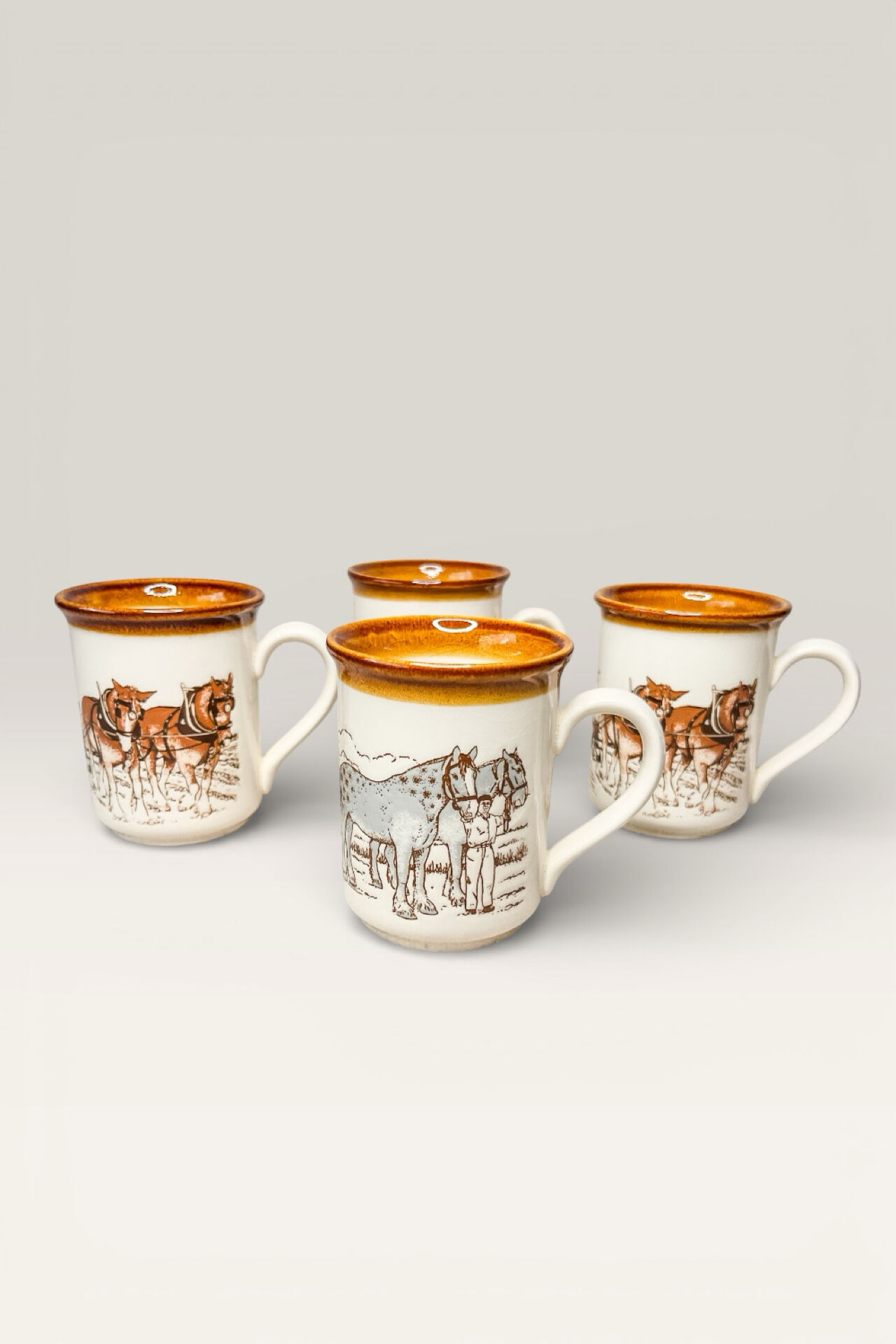 4 Mugs Staffordshire Tableware scènes Rurales Anglaises