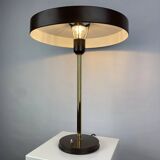 One of the four brown and gold Timor 69 table lamps by Louis Kalff for Philips 1970.