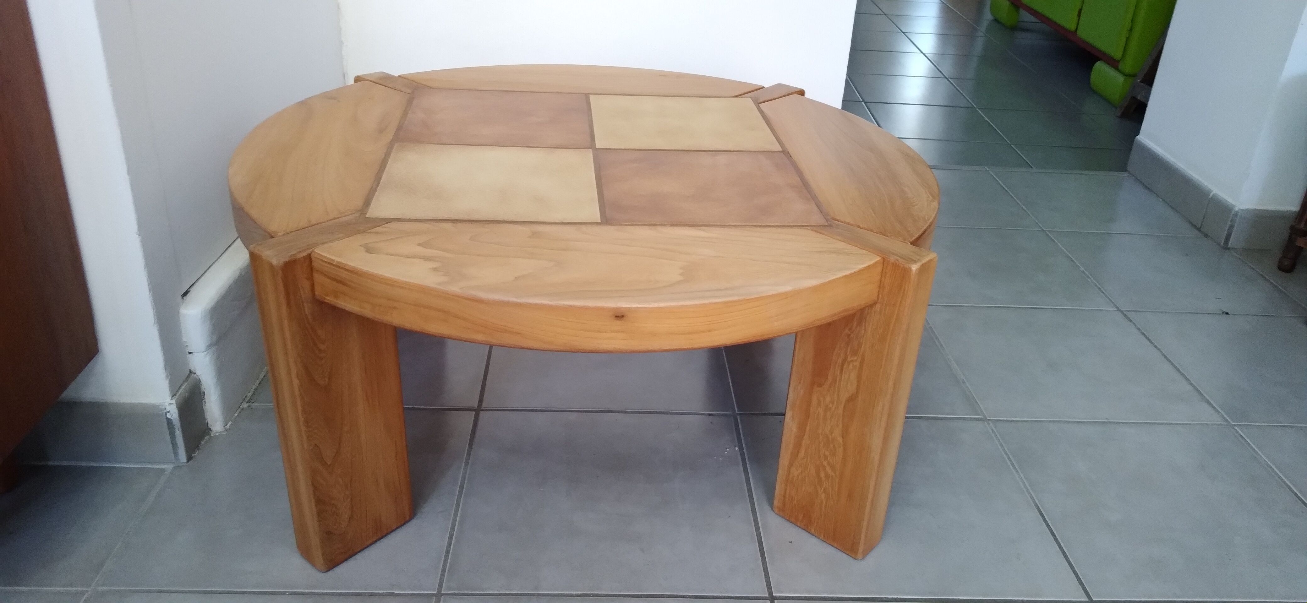 Solid elm coffee table 1970