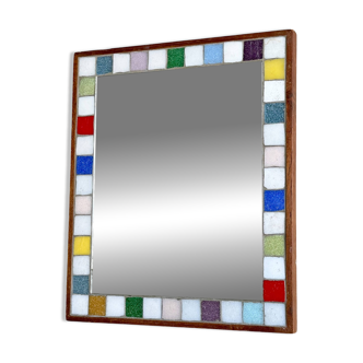 Miroir rectangulaire vintage avec bordure en mosaïque