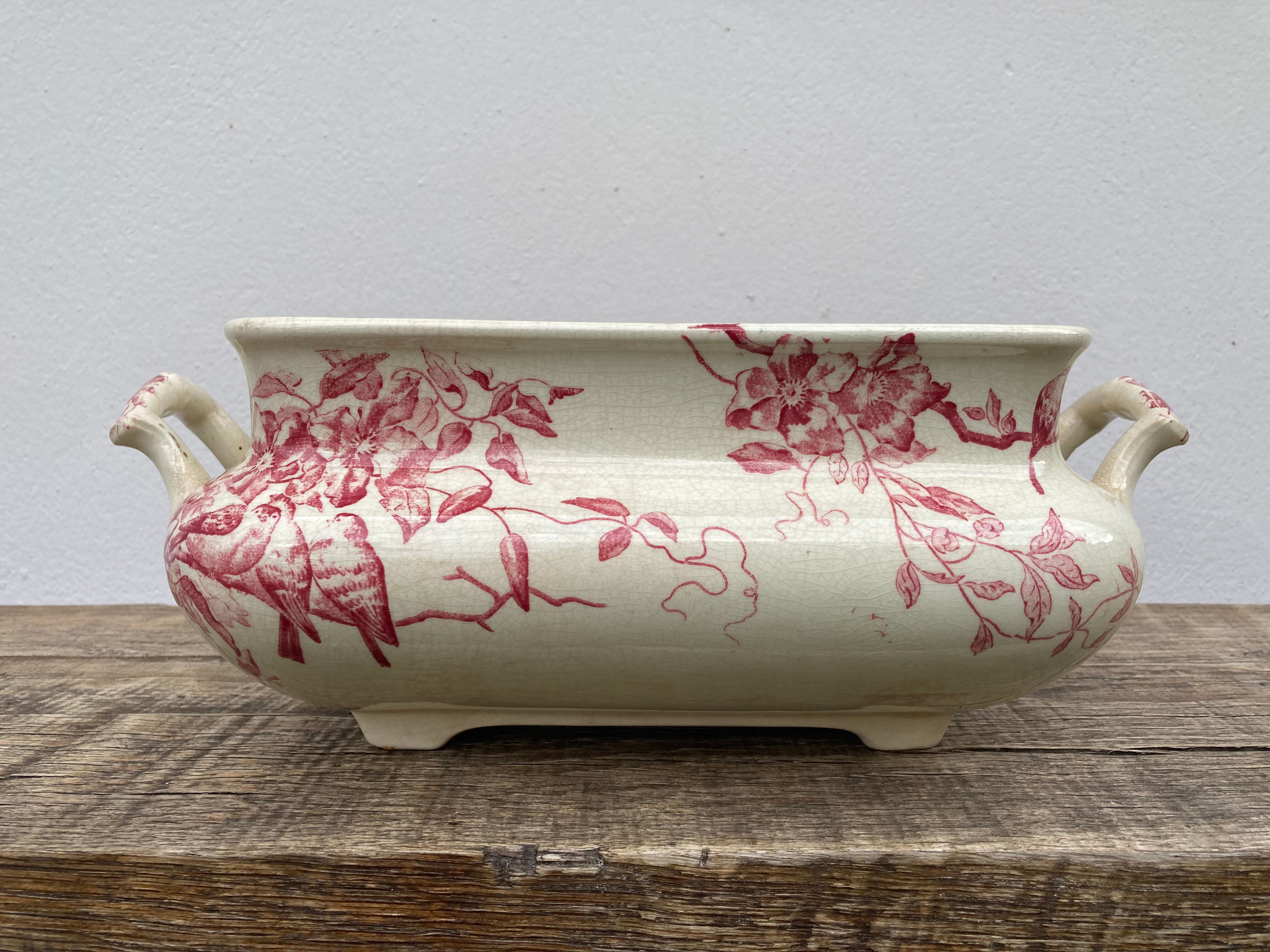 Iron earthenware tureen, antique centerpiece