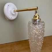 Vintage tulip wall light in diamond-point glass