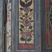Antique Rustic Farmhouse Folk Art Painted Bridal Cabinet 1842