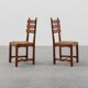 Mid-Century Brutalist Oak and Wicker Chair, Belgium, 1960