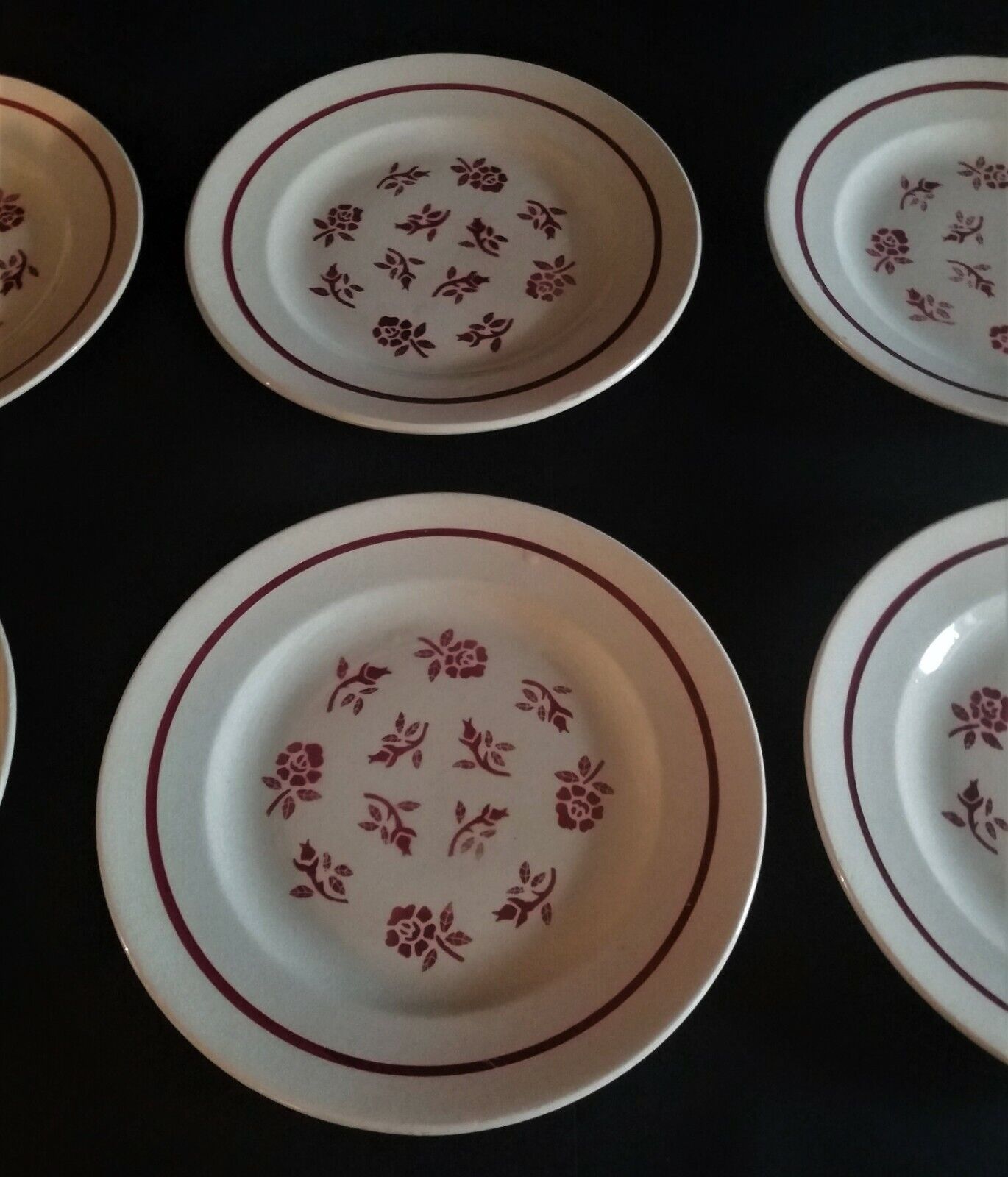 Series of six Pexonne earthenware dessert plates model Algiers