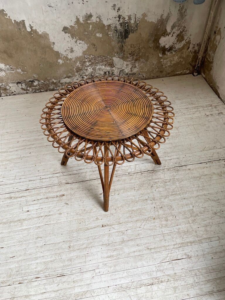 Rattan “sun” coffee table