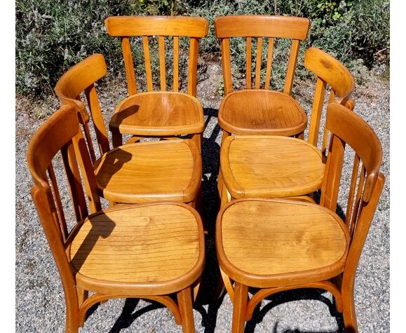 6 chaises bistrot Baumann et Luterma années 50