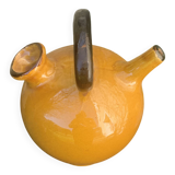 Gargoulette, Provençal jug in enamelled ceramic, vintage ochre color