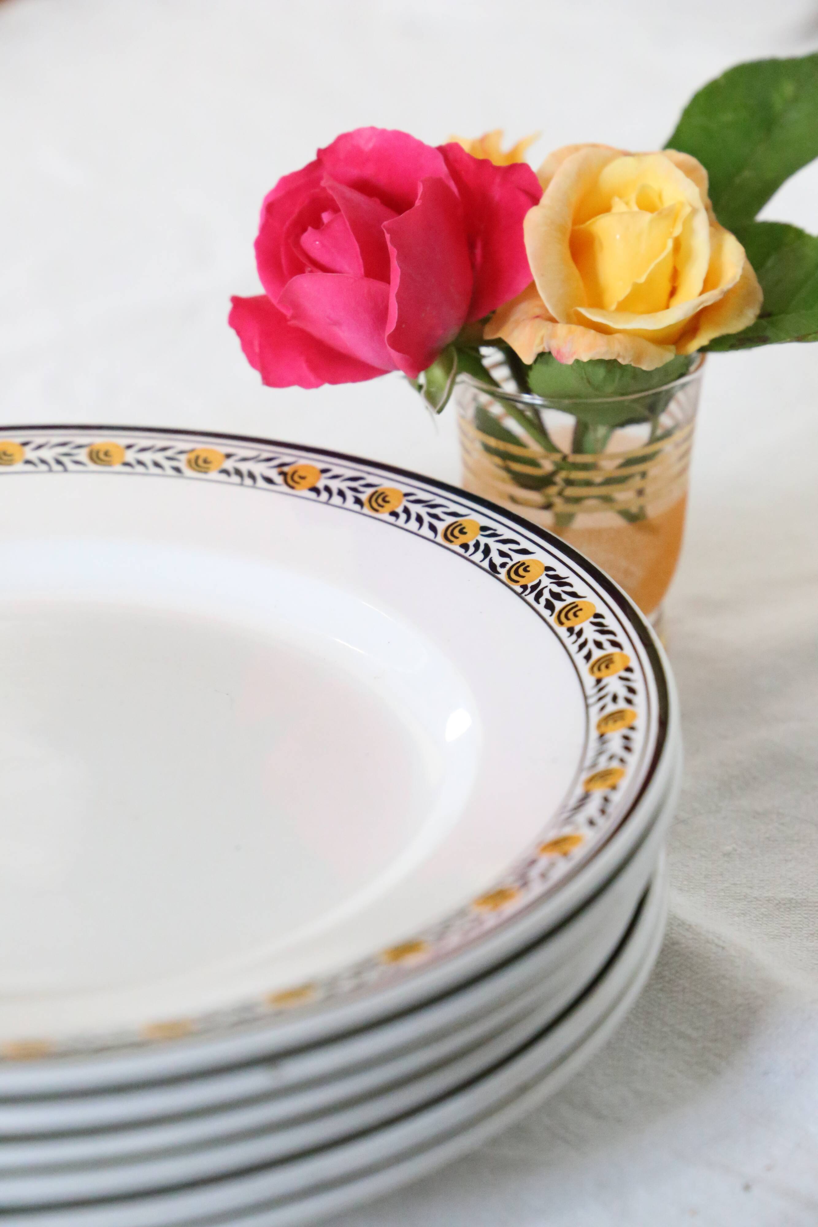 Set of 6 dinner plates, Digoin Sarreguemines, Valence model