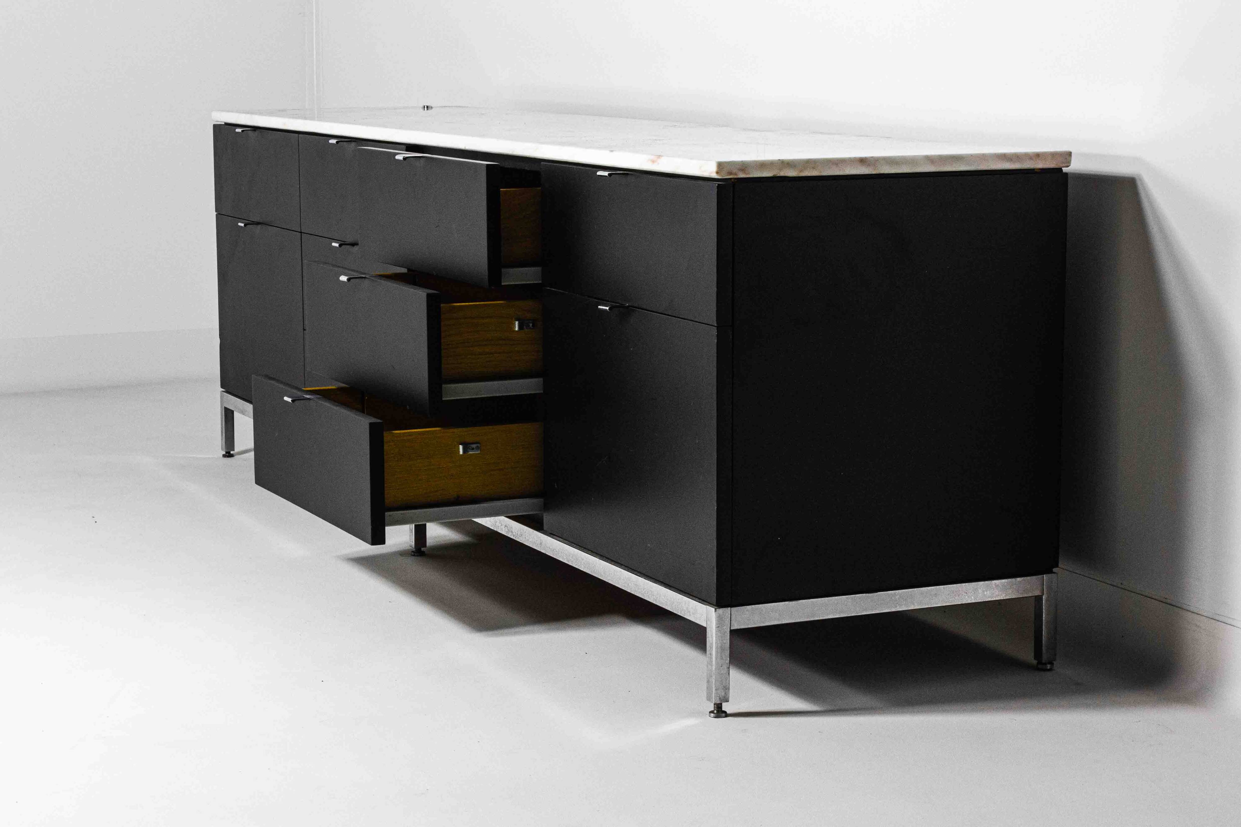 Executive sideboard by Florence Knoll with 'rosé aurore' marble top