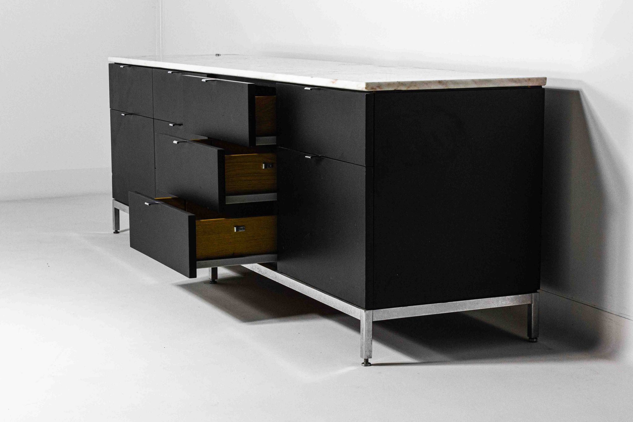 Executive sideboard by Florence Knoll with 'rosé aurore' marble top