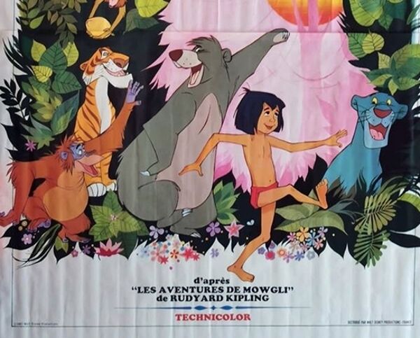 Affiche originale de 1967 le livre de la jungle format très rare 160x240 cm