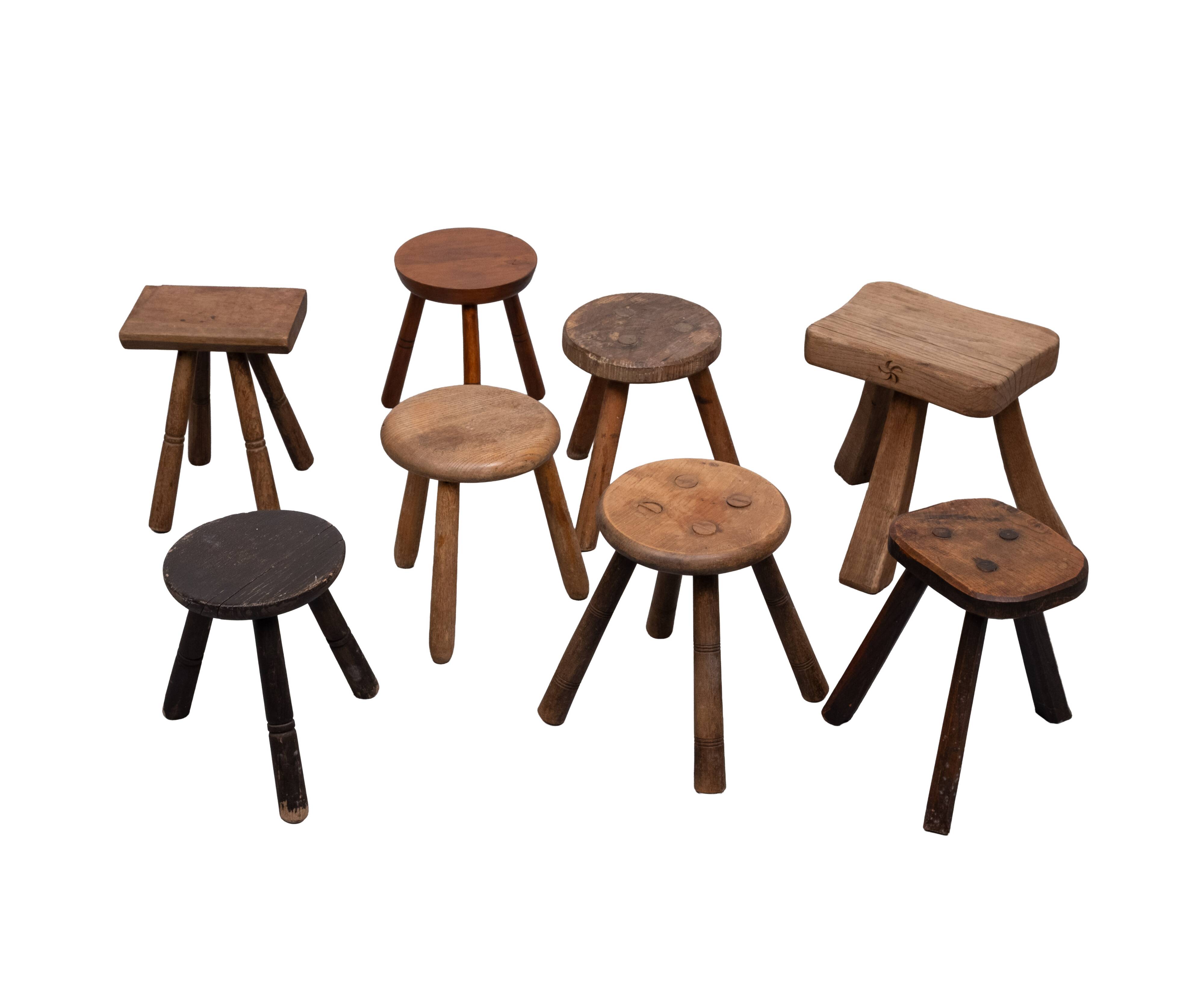 Set of 8 original Milk stools 1950s Holland