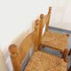 Suite of 6 vintage brutalist chairs in solid oak wood and straw from the 60s