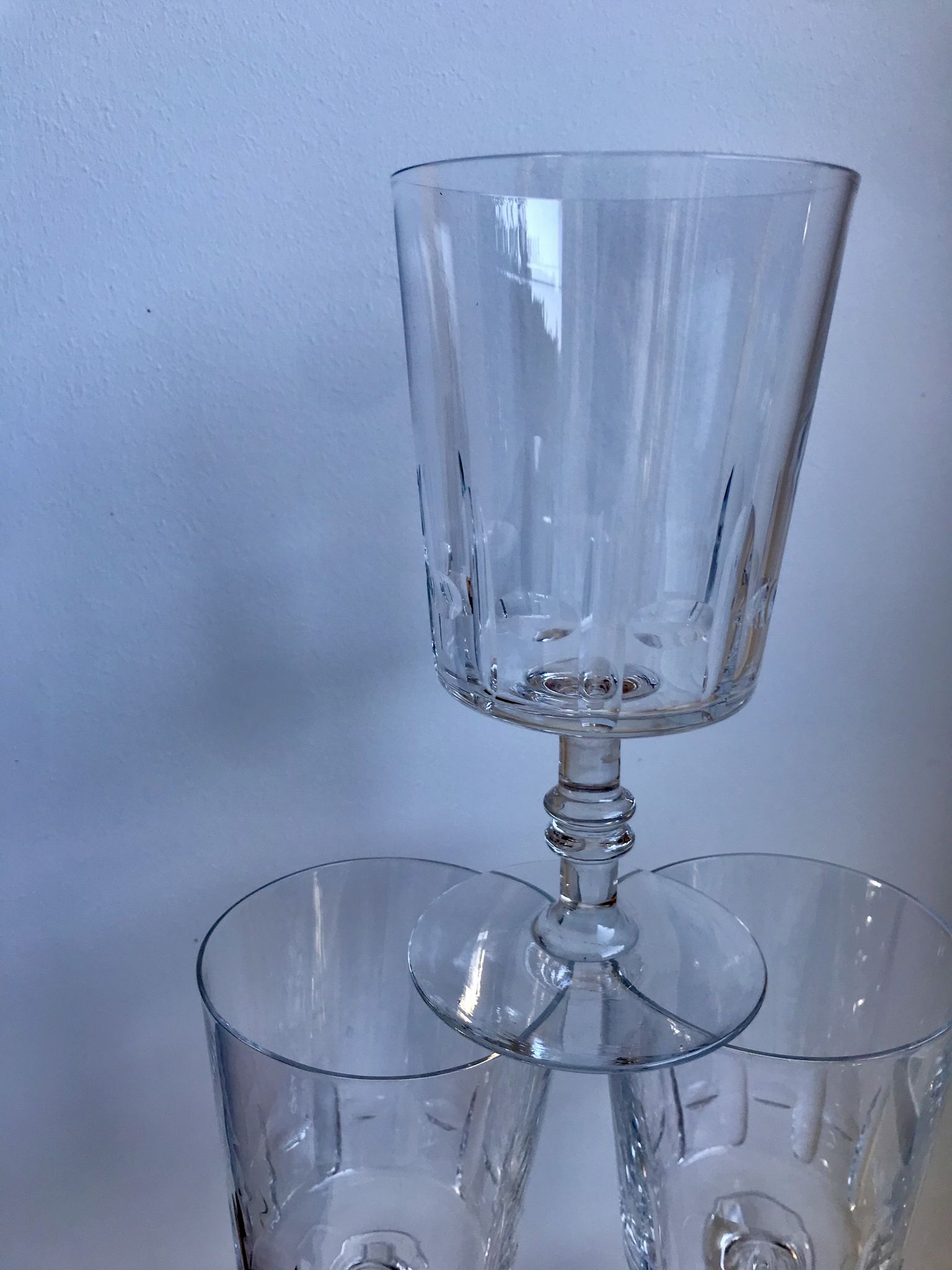 Set of 6 large wine glasses, crystal wine water engraved early twentieth century