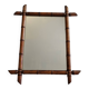 Grand miroir ancien en bois tourné style bambou, fin XIXe, 58 x 45 cm