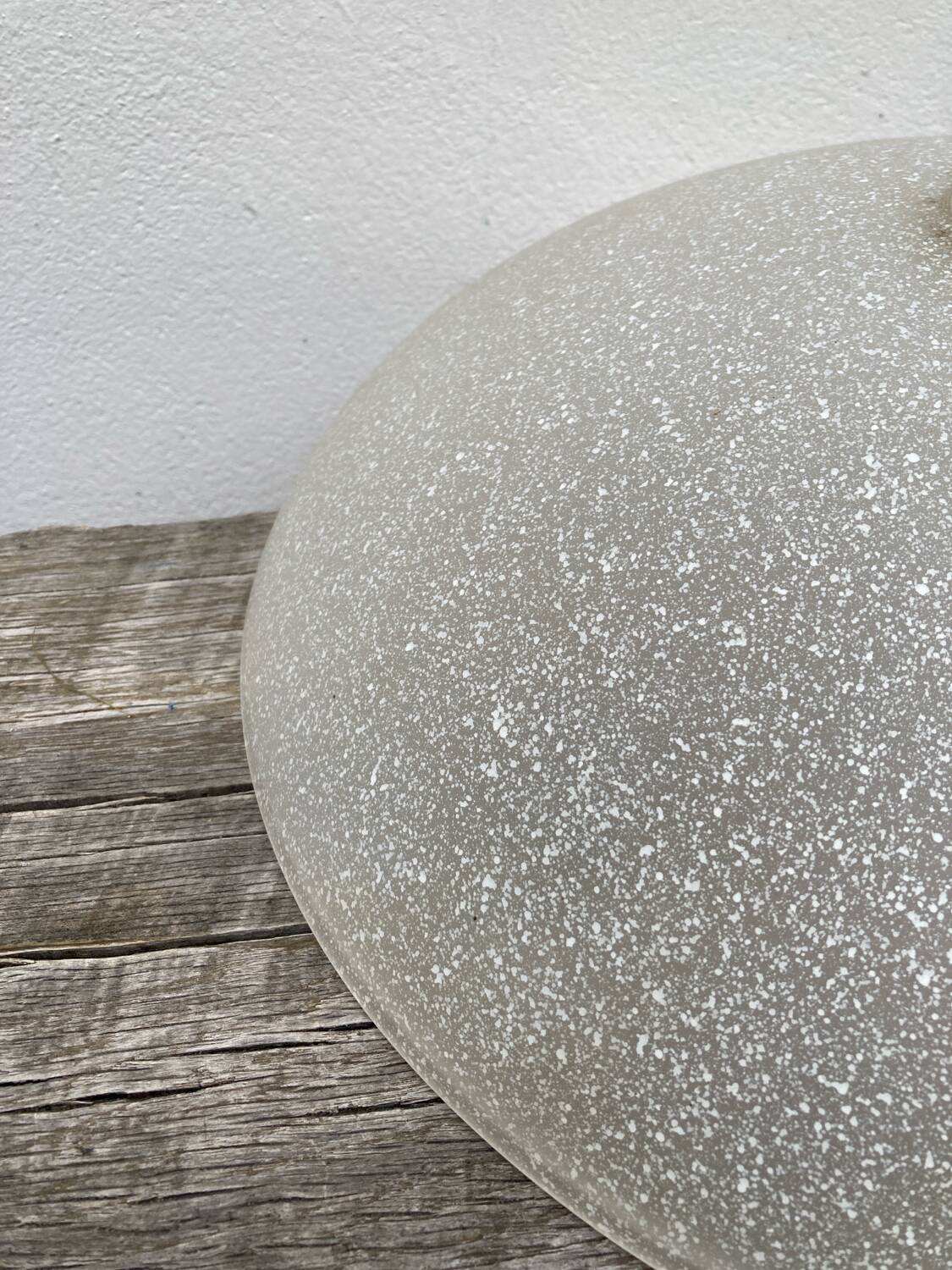 1980s speckled glass pendant light, grey and white