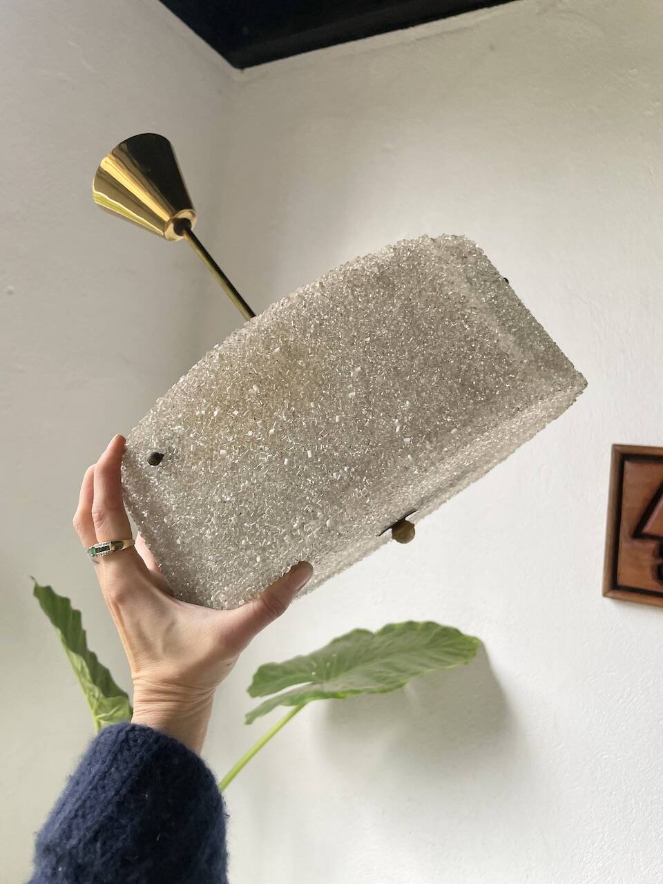 70s granite Perspex pendant light