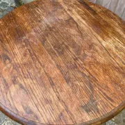 Round Solid Oak Side Table — Vintage Baluster Leg (Bistro Style) 1950