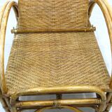 Fauteuil en rotin avec pouf escamotable, 1970