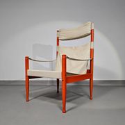 Safari lounge chair, model 30, designed by Erik Worts and manufactured by Niels Eilersen, Denmark 1960.