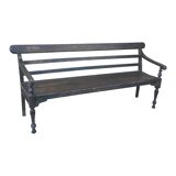 Black lacquered teak bench circa 1960