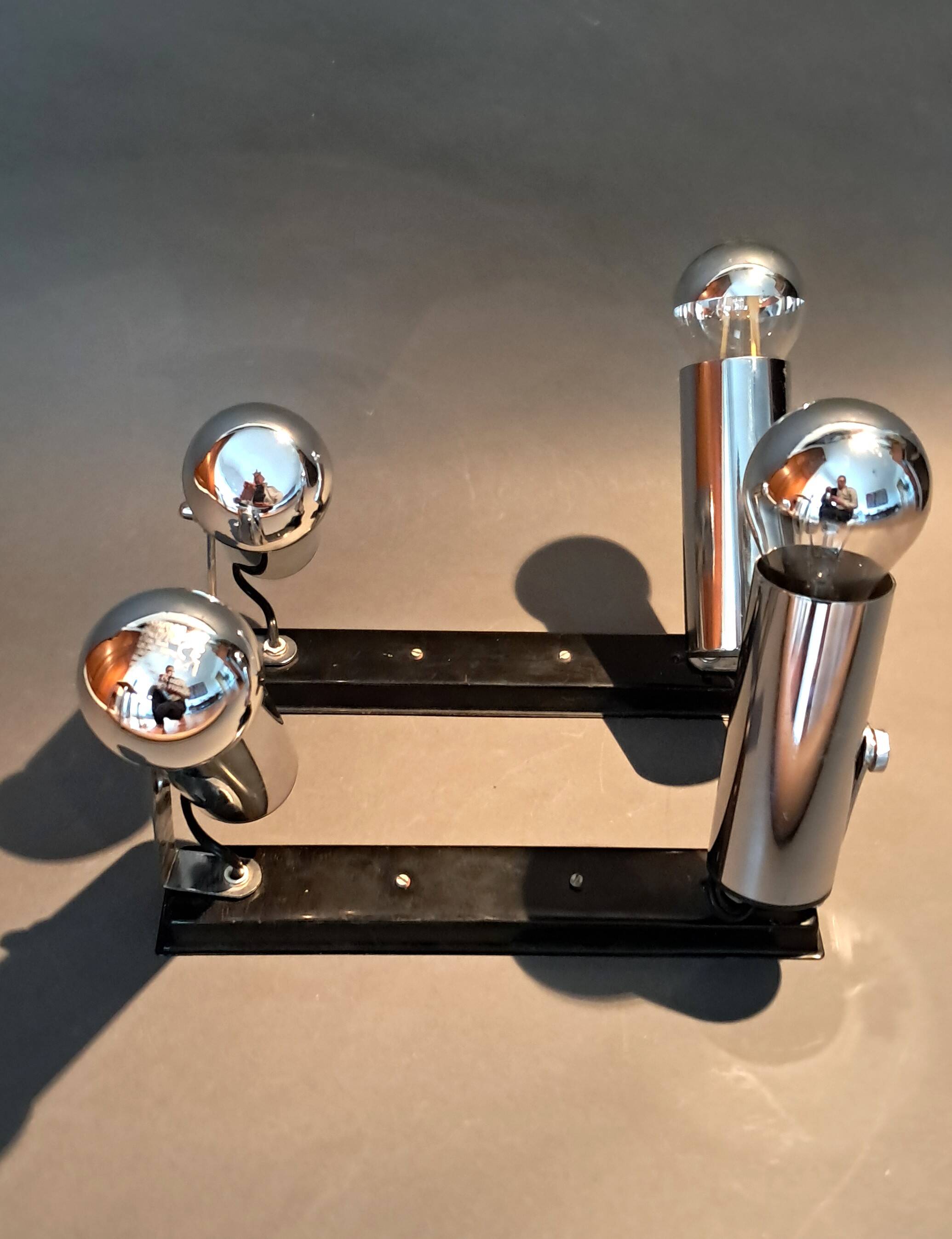 Pair of modernist chrome wall lights 1960.